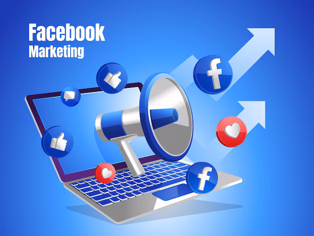 facebook icons with laptop megaphone digital marketing social media concept 112255 1902
